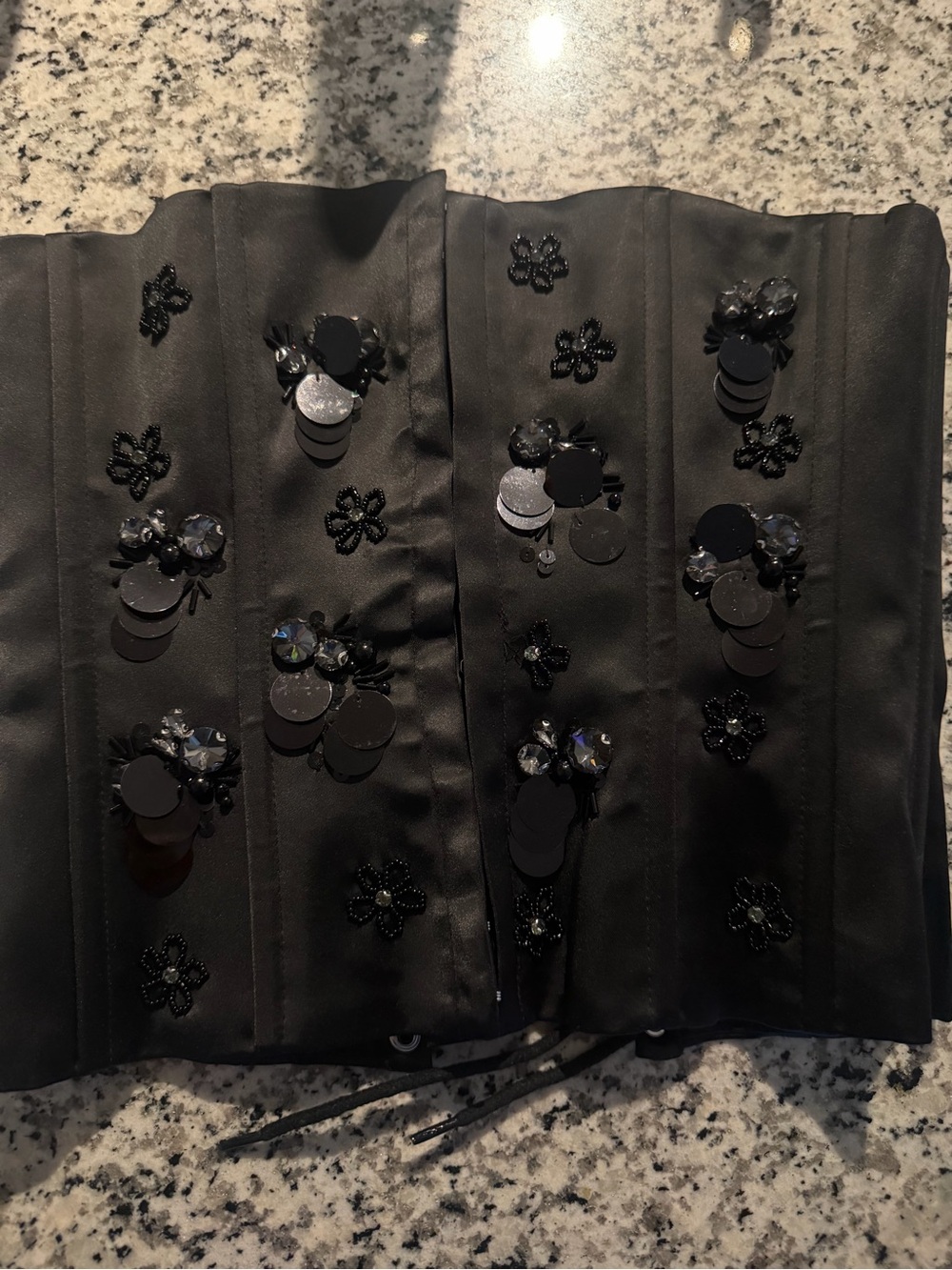 Danielle Guizio Black Embellished Corset Top